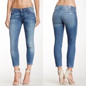 7 For All Mankind Roxanne Crop Jeans Low Rise Medium Wash Women's Size 27